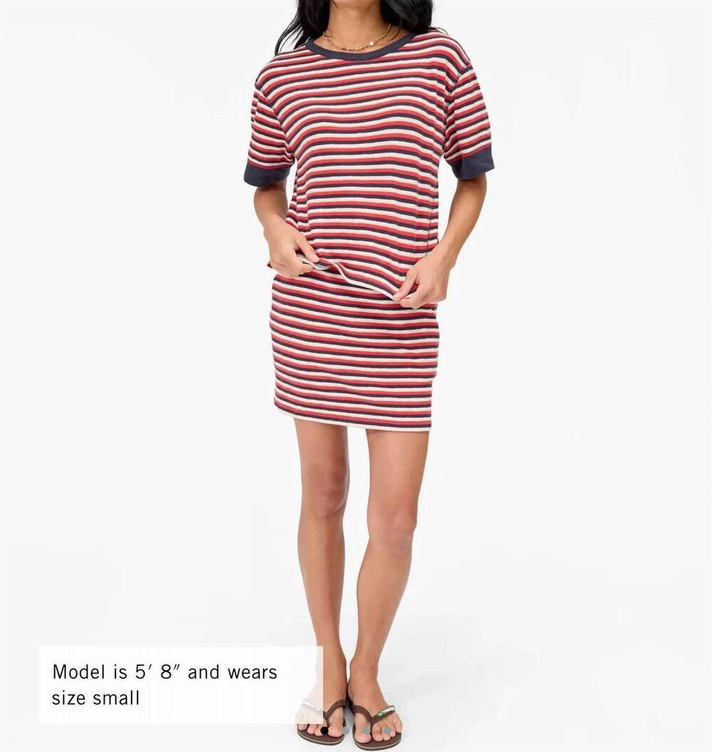 NEW CLARE V. le bateau short sleeve tee in navy/cherry red/cream stripe
